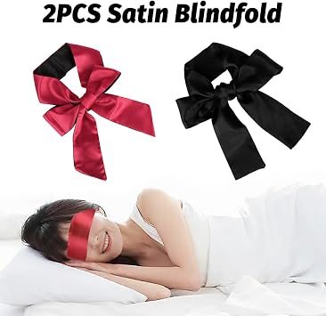 2pcs Silk Satin Blindfold for Women Adults Bedroom Couples Eye Soft Sleep Mask Eye Cover Travel Nap Valentine's Day Play Games Christmas Sleeping Sexy Blind Fold 155cm / 62in