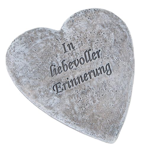 Logbuch-Verlag kleines Grabherz mit Inschrift In liebevoller Erinnerung Grabschmuck Andenken wetterfest 11,5 x 12,5 x 1 cm