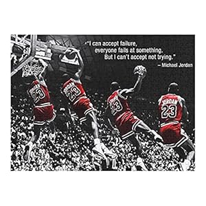 Houten puzzel 500 PCS voor volwassenen en kinderen,Michael Jordan citaten moeilijke uitdaging intellectuele educatieve…