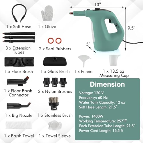Image of COSTWAY Handheld MultiPurpose Steam Cleaner with 17 Pieces, 350ml Capacity