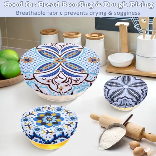 5Pcs Reusable Beeswax Elastic Bowl Covers for Bread Proofing and Food Cover - image 4