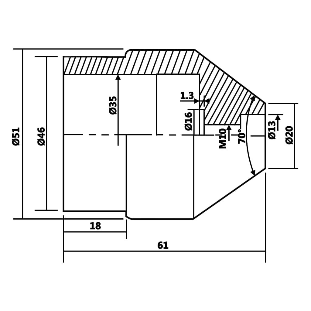 vidaXL Contrapunto Rotativo Centro de Estímulo Vivo Punta de Toro Cono Torno de Centrado Fresado Giratorio Laminación Herramienta MT2 20 A 51 mm