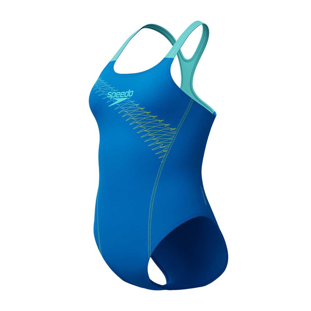 Speedo Women's Medley Logo Swimsuit Swimming Costume Blue Size 36" Approx UK 12