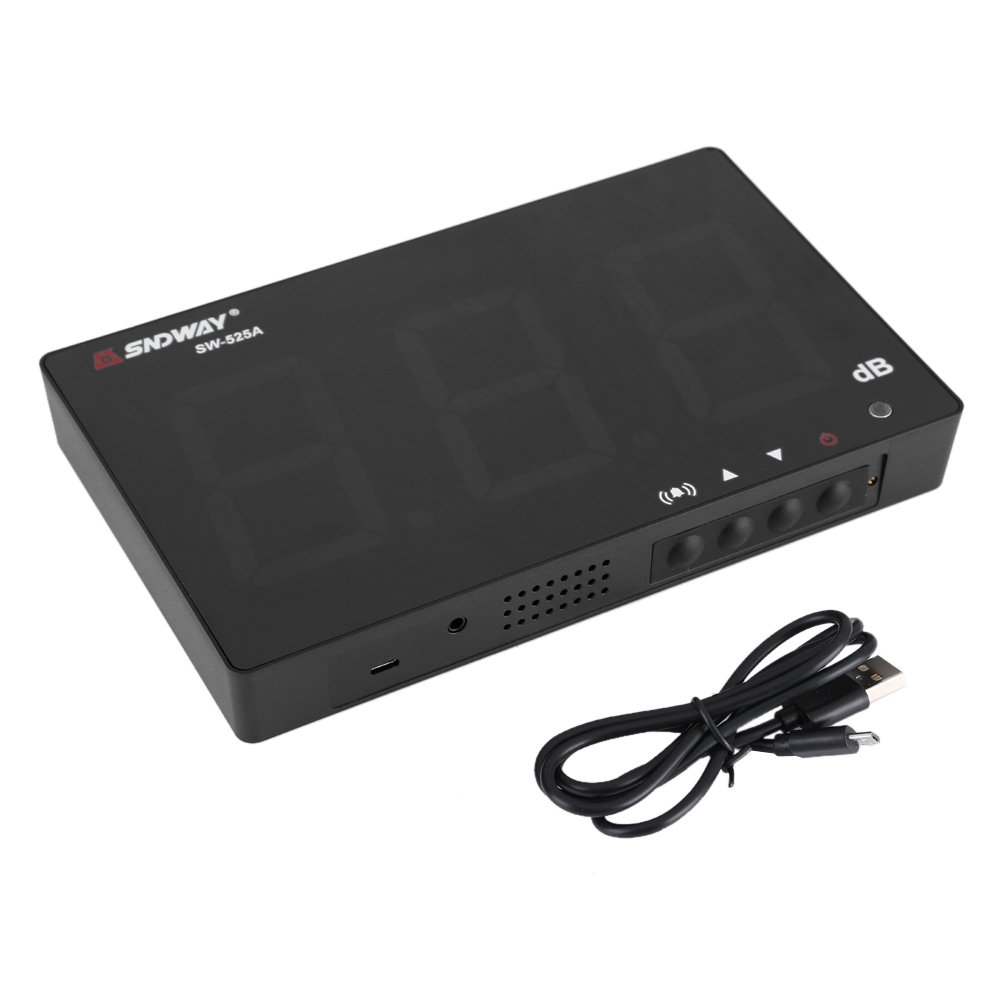 Lazmin Medidor de Nivel de Sonido LCD de 9.6 Pulgadas, medidor Digital de decibelios Medición de Ruido de Audio 30-130dB, medidor de monitoreo de decibelios con Alarma