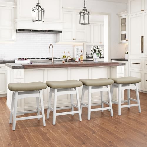 Image of PHI VILLA Counter Height Bar Stools Set of 2, Solid Wood Barstools