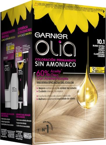 Garnier Olia Coloración Permanente, Tono 10.1 Rubio Extra Claro | 60% Aceites Florales, sin Amoniaco, Color Intenso y Brillante, 100% Cobertura de Canas, Cabello Cuidado, Olia
