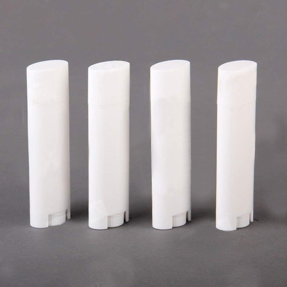 FZBNSRKO 5ml 50 Pcs Empty Oval Deodorant Lip Balm Tubes Twist-up Refillable Mini Size Containers for Carry-On Travel,DIY Deodorants,White