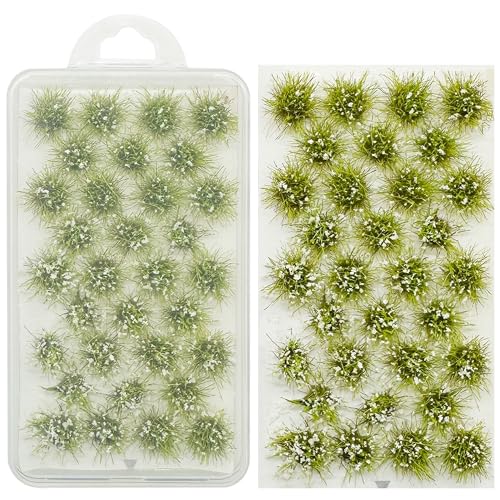 Woohome Static Grass Tuft Model Grass Tufts, 32 PCS Railway Artificial Grass White Bushy Tuft Flower Cluster Vegetation Groups for DIY Architecture Building Model Train Landscape Railroad Scenery