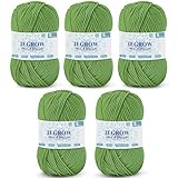 Filato per lavoro a maglia, 250 g, filato acrilico per lavorare a maglia, per principianti, adatto per lavorare a maglia, all'uncinetto e ad uncinetto, morbido e confortevole (5 x 50 g) verde soia