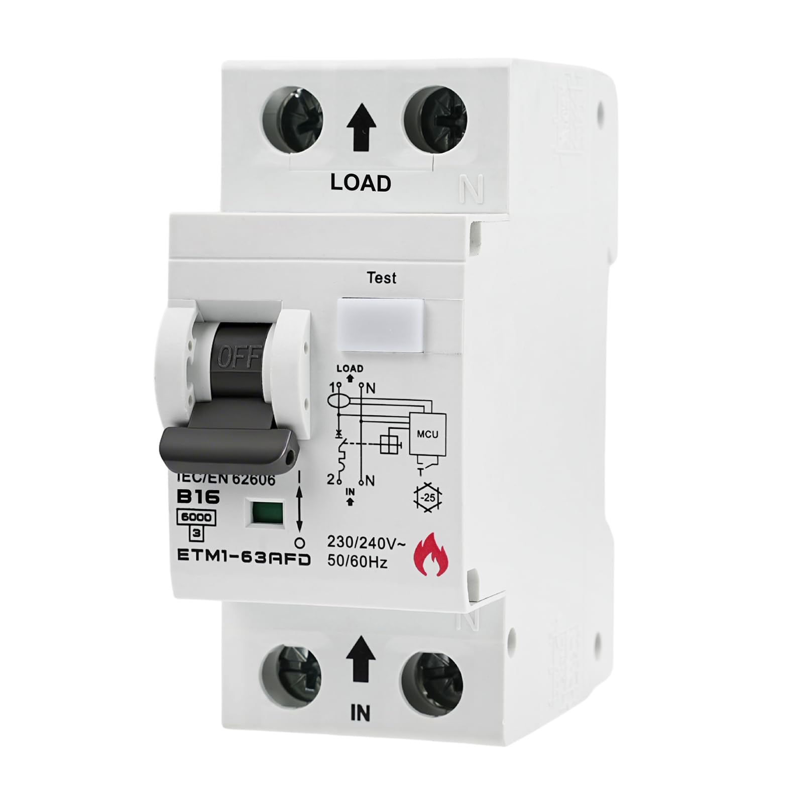 Jadeshay AFDD Protector Arco Electrico,16A 1P+N Detector de Fallos de Arco Interruptor AFDD con Protección contra Arco, Sobrecarga y Cortocircuito