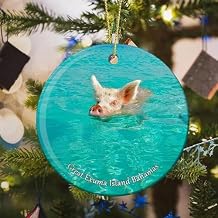 Great Exuma Island Bahamas Christmas Ornaments for Tree Ceramic Pendant Keepsakes Double Sided Ornament Decor Xmas Gifts Porcelain Travel Souvenirs Decoration for Office Porch Bar