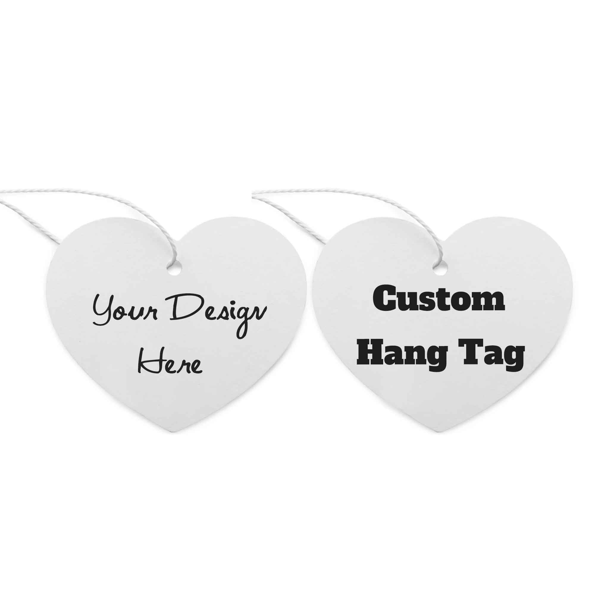 100 pcs Custom Hang Tags,Personalized Your Logo and Text Price Tags Jewelry Hang Tags Labels (2.3×2.3 inch-Heart Shaped)