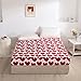 Produktbild Damier Spannbettlaken 100x200cm Rot Süß Herzen Motiv Spannbetttuch Weiche Mikrofaser Boxspringbett Bettlaken geeignet für Matratzen von 30cm