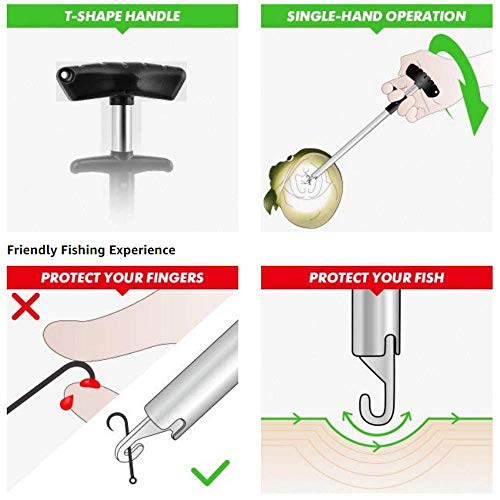 LonTime Easy Fish Hook Remover Tool - 2020 New Squeeze-Out Fish Hook Separator Tools, Portable Easy Reach Stainless Steel Fishing Hooks Extractor, Fast Decoupling, 6.69inch