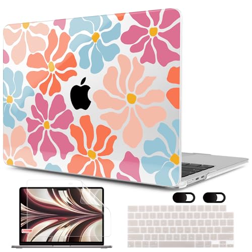 Image of MEEgoodo Case for M5 /M4 /M3 /M2 MacBook Air 13 inch 2026 2025 2024 2022, Fit Model A3449 /A3240 /A3113 /A2681, Case Compatible with MacBook Air 13.6-inch, Minimalist Style Floral
