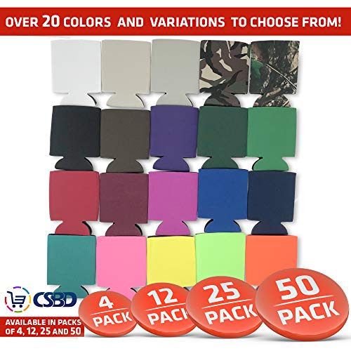 CSBD Beer Can Coolers Sleeves, Soft Insulated Reusable Drink Caddies for Water Bottles or Soda, Collapsible Blank DIY Customizable for Parties, Events or Weddings, Bulk (Christmas Party 12 Pack)