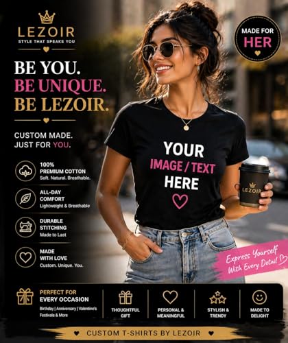 Image of T-Shirt for Women | Personalized Photo /Text Tee | 100% Cotton Regular Fit | Design Your Own T Shirt | Gifts for Girls, Friends, Birthday