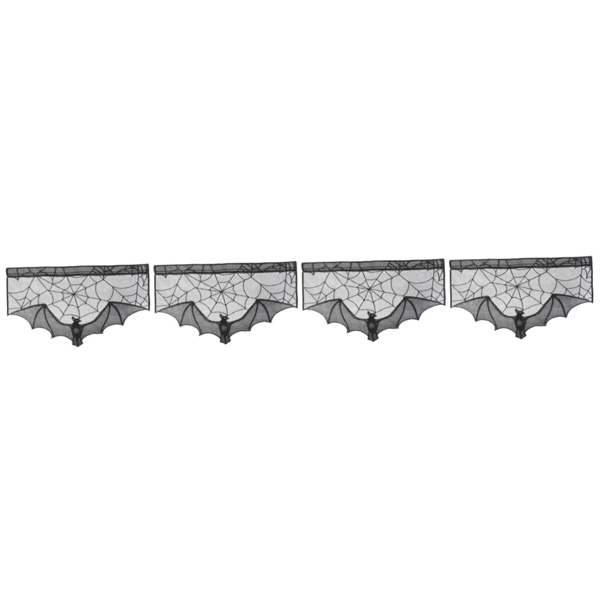 Chemin de table Halloween en dentelle noire et rideau toile d'araignée pour manoir effrayant