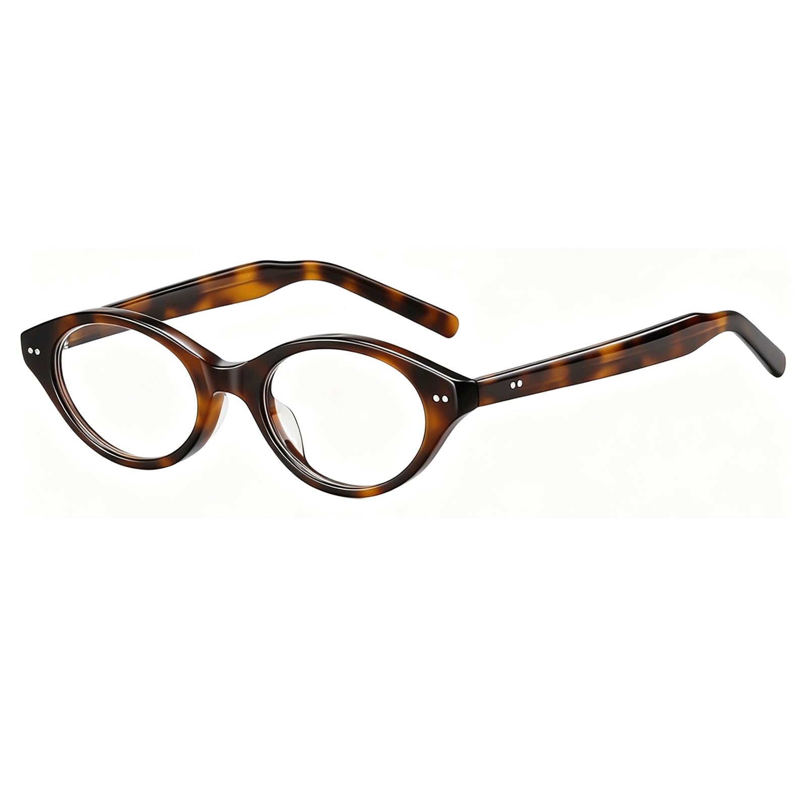 Ovale Brillenfassungen, blaues Licht blockierende Brille for Computer, Acetat-Brillen ohne Sehstärke, leichte AC-Gläser, Unisex(Tortoiseshell)