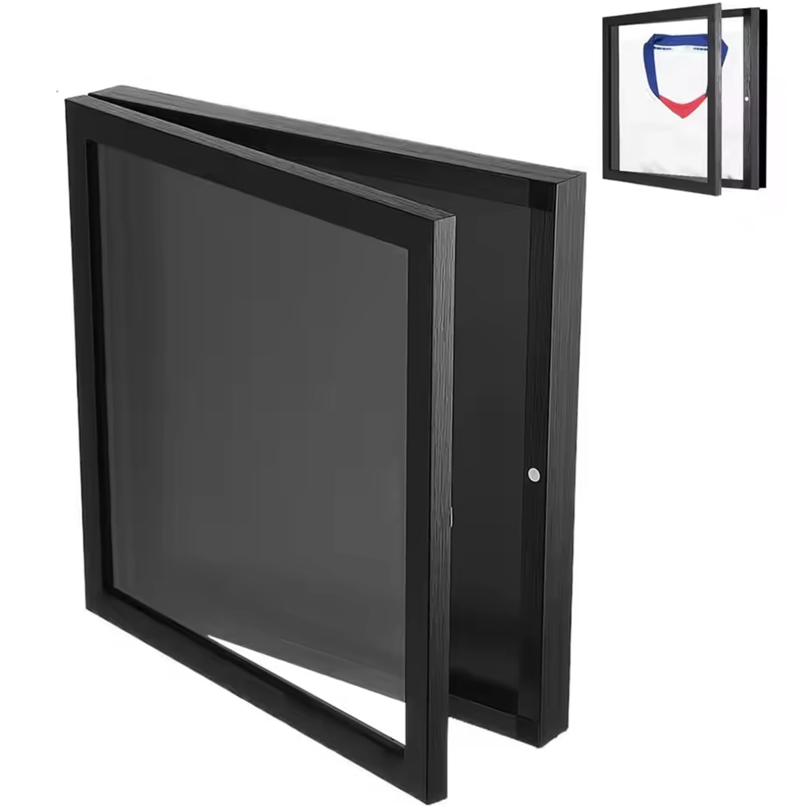Football Shirt Frame 13x13 Inch Wood Shadow Box Frame for Football Shirt Display, with Protective Acrylic Door for Hockey, Basketball and Baseball Jerseys