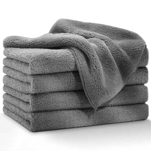 【7A級抗菌防臭!抗菌率99%*】フェイスタオル 速乾 大判 80X35cm 浴巾 ふわふわ ホテル仕様 瞬間吸水 毛羽落ちしない 耐久性 無地 マイクロファイバー 速乾タオル 旅行 チチロバ(TITIROBA) 4枚セット ダークグレー