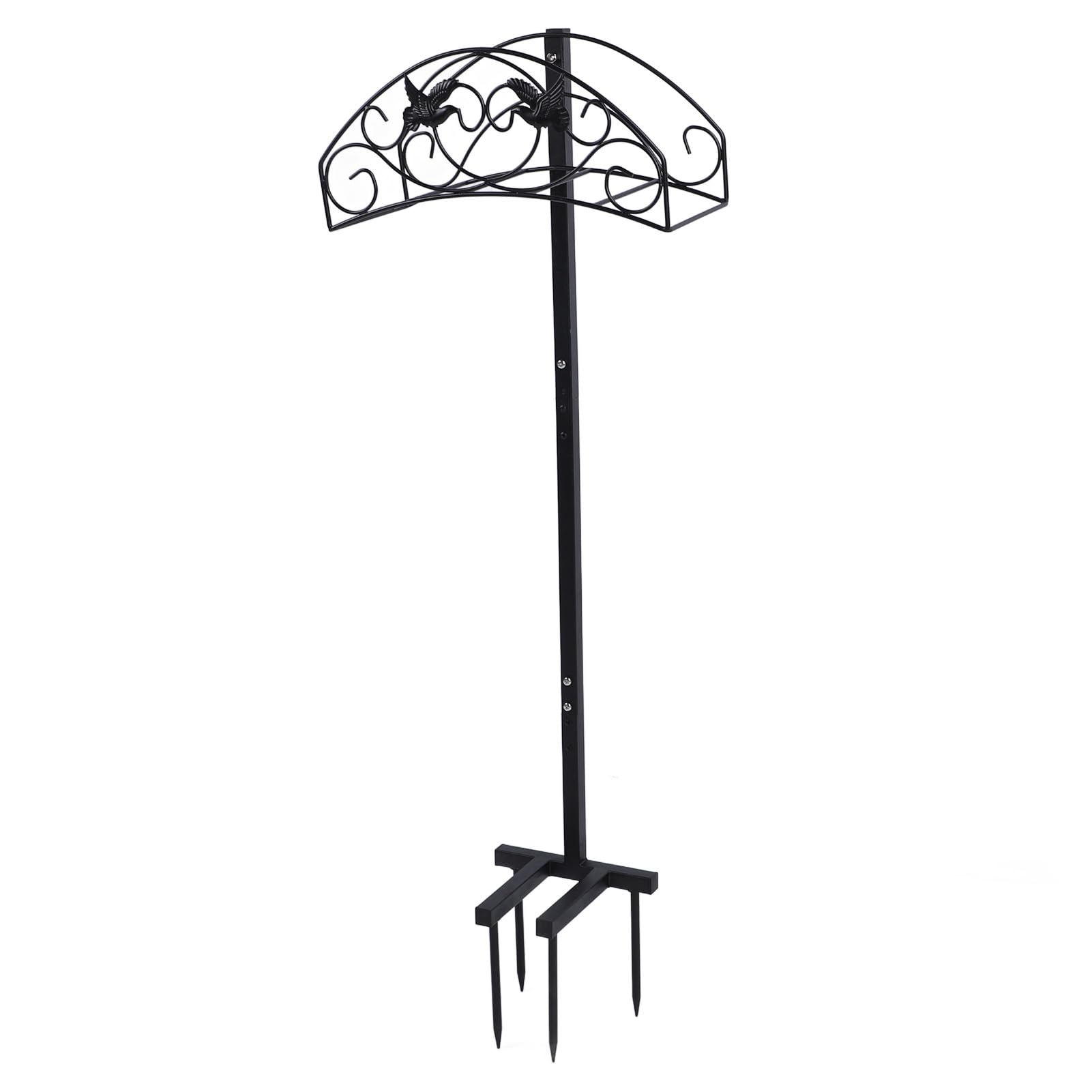 Soporte para manguera de jardín, soporte para manguera de agua independiente desmontable con cesta de almacenamiento, patio exterior de hierro