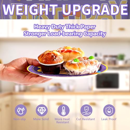 Image of 60Pcs English Teacher Paper Plates 7 inch Heavy Duty Paper Plates | Cartoon Teacher Dessert Cake Paper Plates Disposable Blue Yellow Purple Platters for Boys Girls Birthday Party Supplies