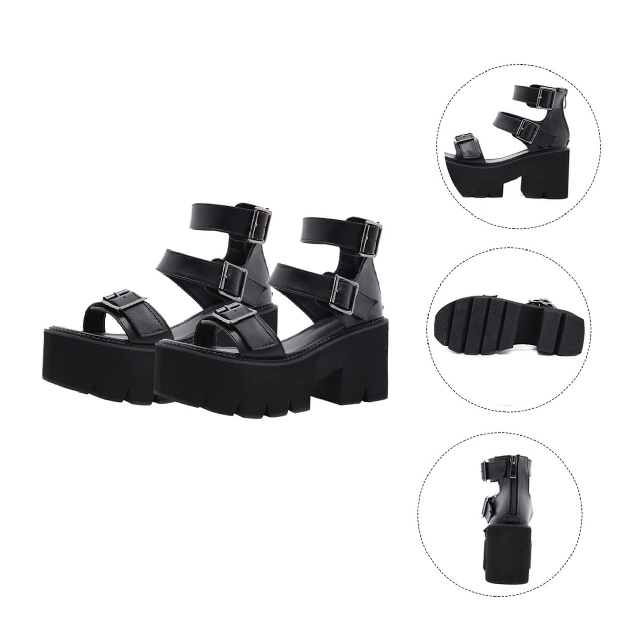 1 Paio Di Sandali Della Piattaforma Piattaforma Tacchi Neri Sandali Neri Di Estate Sandali Della Piattaforma Di Estate Goth Sandali Con Tacco Alto Sandalias Para Mujer Sandali