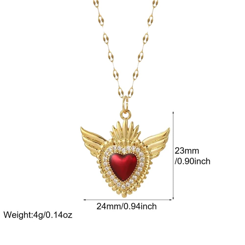 Prodotti per Ragazze da Donna, Ciondolo a Cuore Carino Rosso Love Dijes Catena Lunga, Cuore Grosso, Cuore, Olivia, Cuore Rosso, Regali Cuore Rosso Oro