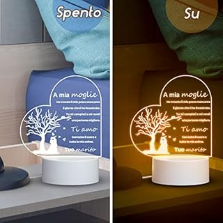 HooJtny Regalo Moglie Compleanno per Lei, Lampada LED Luce Notturna, Idea Regalo San Valentino Anniversario Matrimonio