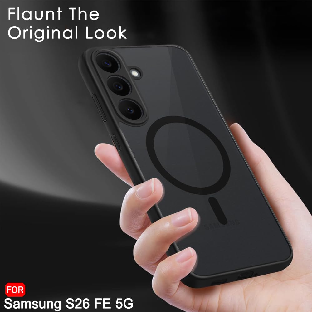 TheGiftKart Hybrid Shockproof Back Cover Case for Samsung Galaxy S26 FE 5G Compatible with MagSafe | Hard Back Cover Case for Samsung S26 FE 5G (PC & TPU, Translucent Smoke Matte Back, Black Sides) — Amazon image 6