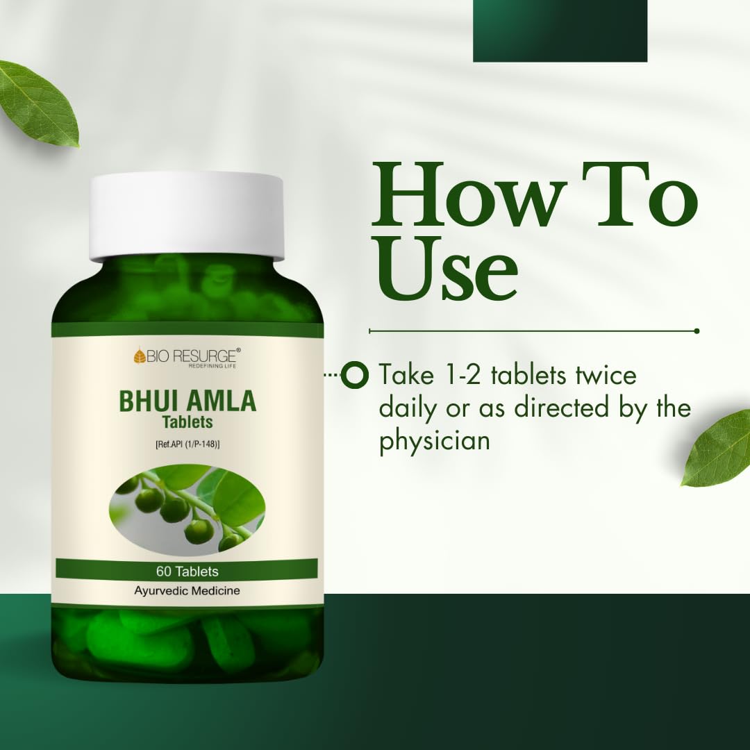 Bio Resurge Ayurveda Bhui Amla Phyllanthus niruri Tablets Kidney Liver Digestion Health 100% Ayurvedic & AYUSH Certified Pure Natural Leaves(750 mg)(60 Tabs) — Amazon image 9