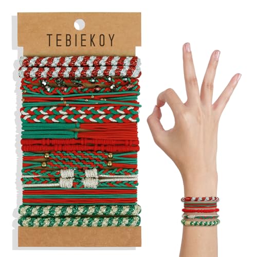 TEBIEKOY 20 Pcs Christmas Hair Ties Elastic Boho Hair Tie