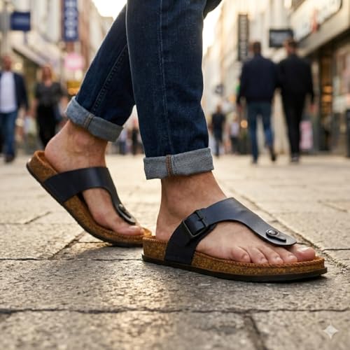 Image of Leatherful Men's premium leather slipper | Genuine Leather upper | Suede Leather Insole | PU sole | Stylish flip flop for men |