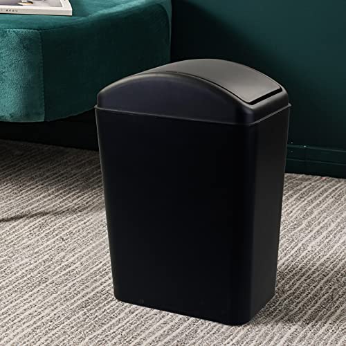 Caneca de basura plástica negra 16 L con tapa basculante miniatura 3