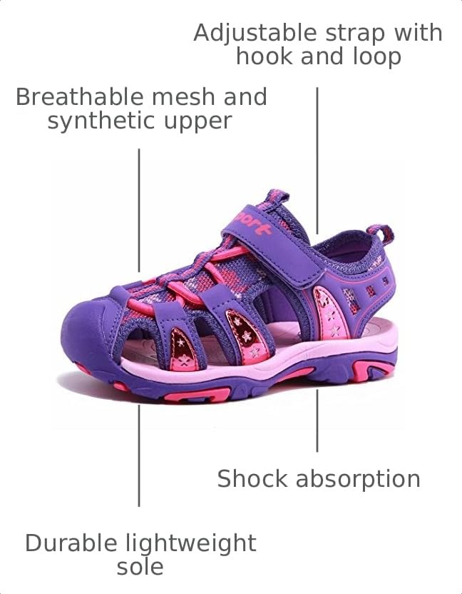 Image of Boys' and Girls' Summer Outdoor Beach Sports Closed-Toe Sandals