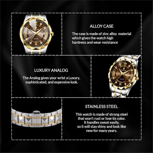Image of LONGBO Zenith Diamond Analog Watch for Men Business Stainless Steel Watches Luxury Men's Wristwatch | Birthday Gift for Men | Gift for Husband | Gift for Brother