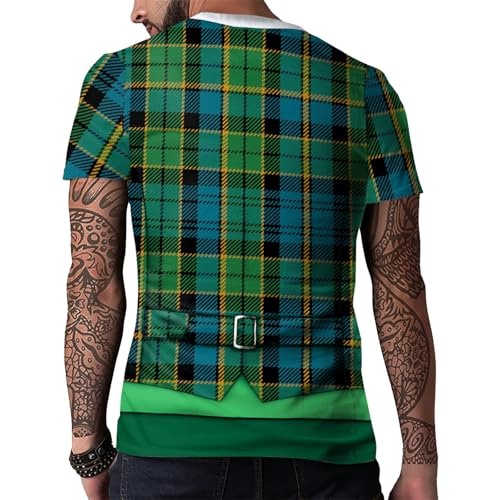 Image of Eciodci Men's St Patricks Day T-Shirts Novelty 3D Printed Shamrock Tuxedo Tees Shirt Clover Leaves Casual Short Sleeve Shirts