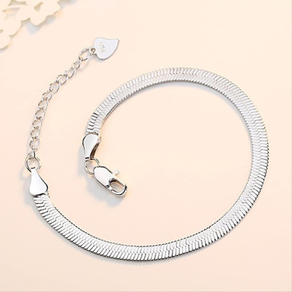 Joyería Pulsera de cadena de serpiente de plata esterlina 925 para mujer Cierre de langosta Brazaletes anchos extendidos