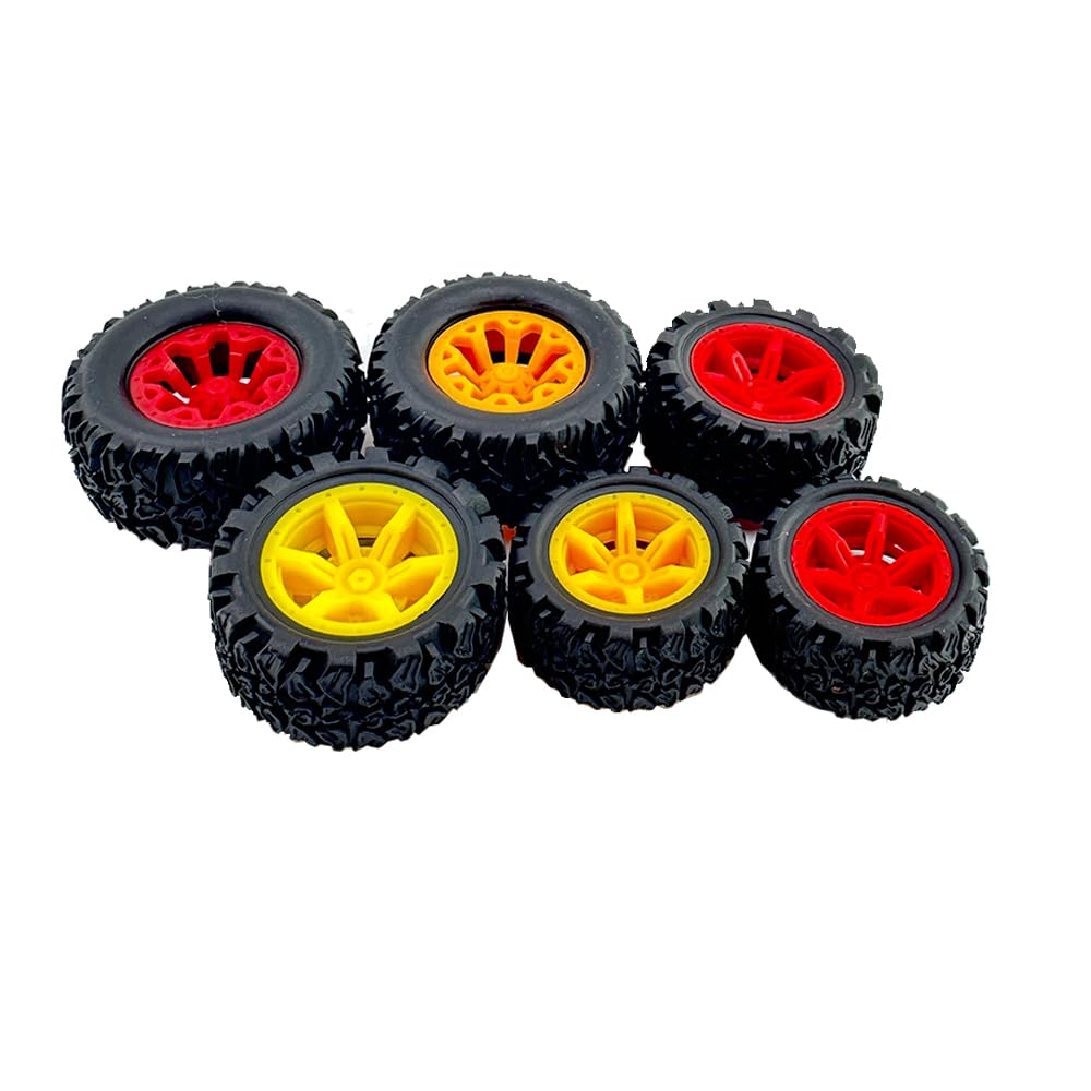 Lot De 4 Roues En Caoutchouc 60 Mm Avec Axes Métal – Pour Voiture RC, Camion Et Projets DIY