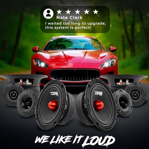 DS18 Bundle Car Speakers 4X PRO-GM6B 6.5" Midrange Speakers and 4X PRO-TWX1/BK Aluminum Super Tweeters - PRO Car Audio Component Package