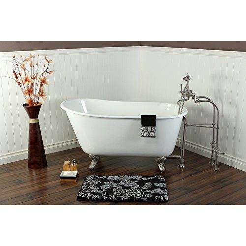 Kingston Brass Aqua Eden Vctnd5328Nt8 Cast Iron Slipper Clawfoot Bathtub Brushed Nickel Feet Without Drillings, 53-Inch, White #TOP1