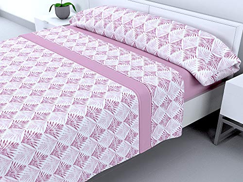 Cabello Textil Hogar - Juego de sábanas térmicas de Pirineo - 3 Piezas - 110 Gr/m2 - Mod. Leilan (Rosa, 150_x_190/200 cm)