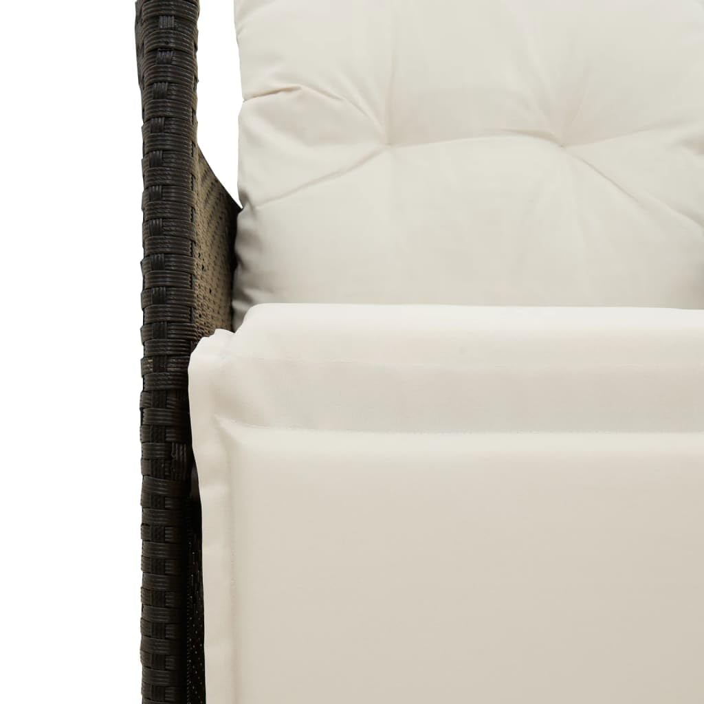 Poltrona reclinabile da giardino con cuscini in rattan sintetico nero sedie esterne resistenti alle intemperie, poltrone per terrazze, mobili da giardino