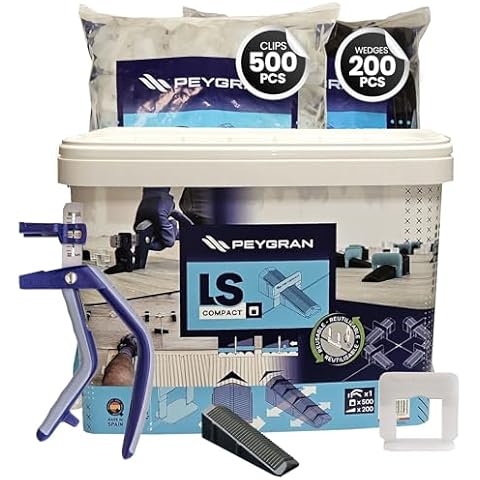 Peygran Tile Leveling System – Compact Super Kit 1/16” (2mm): Installation Pliers, 500 Spacer Clips and 200 Wedges – Heavy-Duty, High-Performance Tool Kit for PROs & DIY Home Improvement Cover