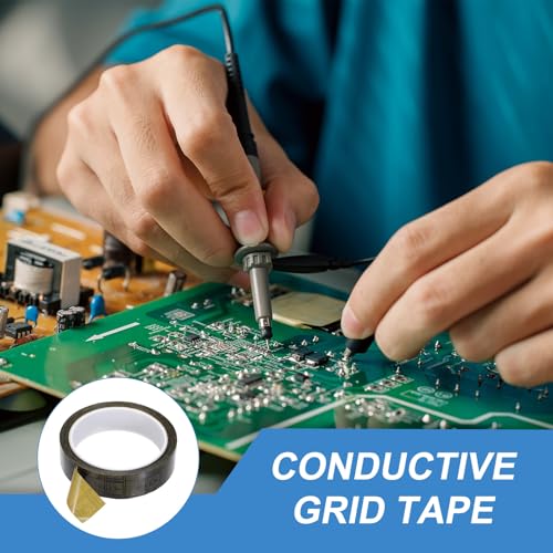 Image of PATIKIL Antistatic Tape, 2.36 Mil Thick, 1 Inch x 39 Yards Conductive Adhesive Grid ESD Tape for Circuit Board Laptop Mobile Phone Communication Electronics Parts Black /Yellow