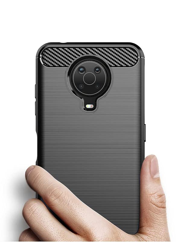 Image of NPRC Hybrid Ultra Slim Protective Case TPU Non-Slip Carbon Fiber Texture Shockproof Case Cover for Nokia G20 - Black