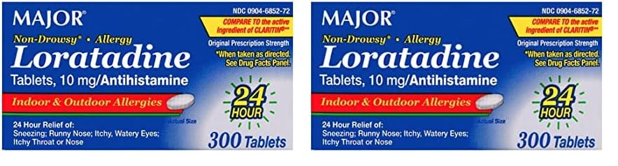 MAJOR Allergy Loratadine 10mg, 300 Tablets (Pack of 2)