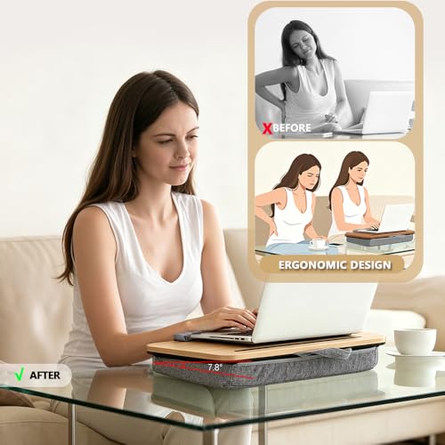 Image of Lap Desk for Bed, Fits 14-17 Inch Laptops | Soft padded suhion,built-in pen slot,compact for bed,couch & travel use