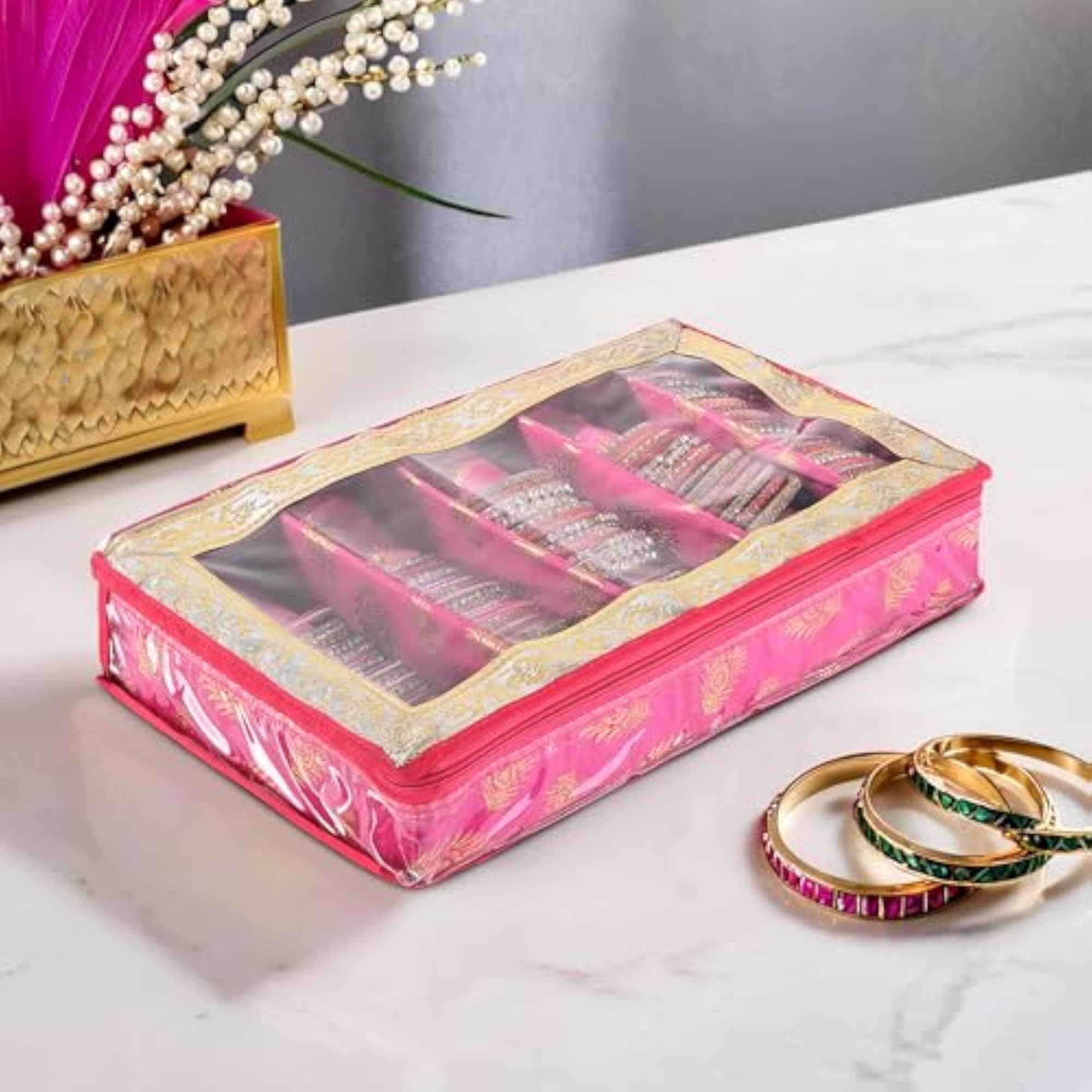 Transparent 5-Rod Removable Bangles Organizer Storage Box